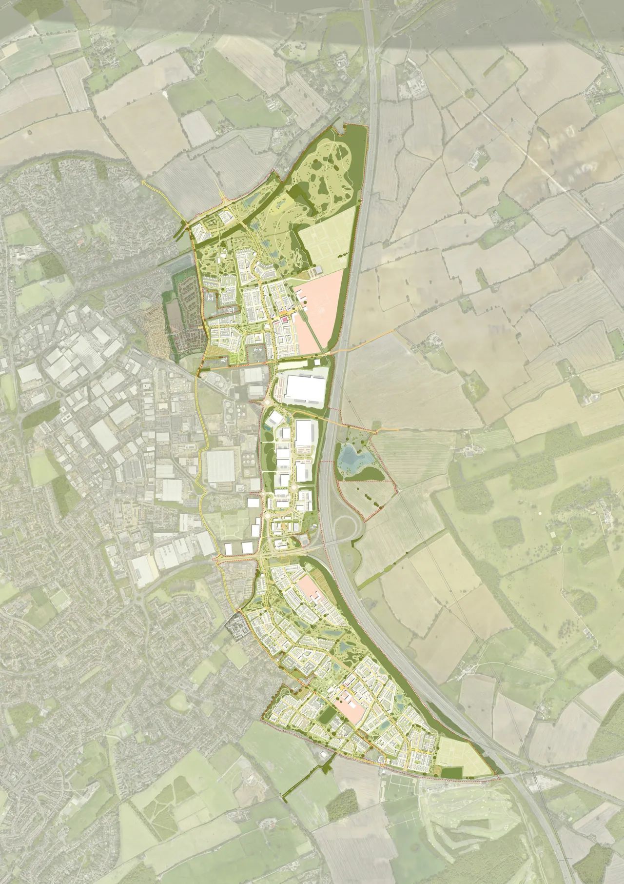 Illustrative view of the 345ha urban extension for East Hemel