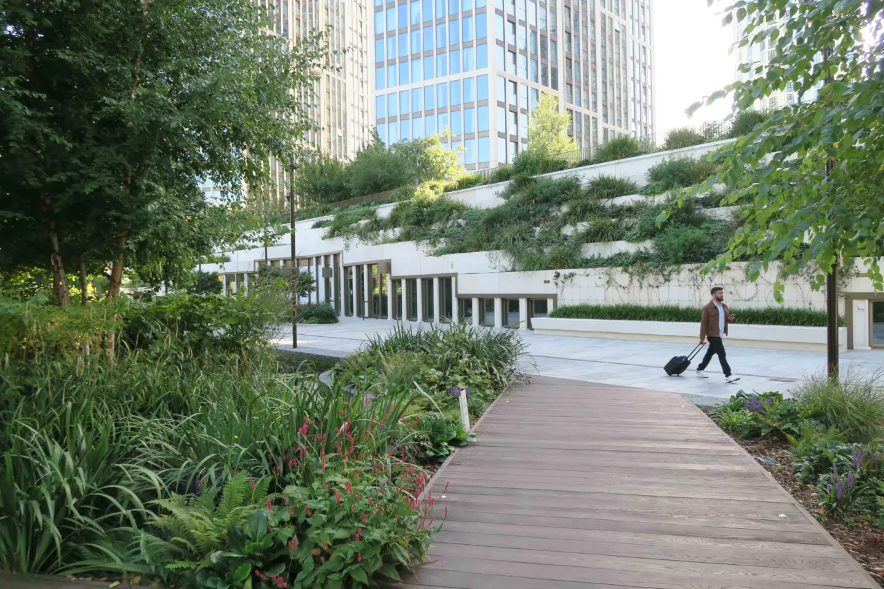 Planting at the new linear park at Thames City in Nine Elms, London