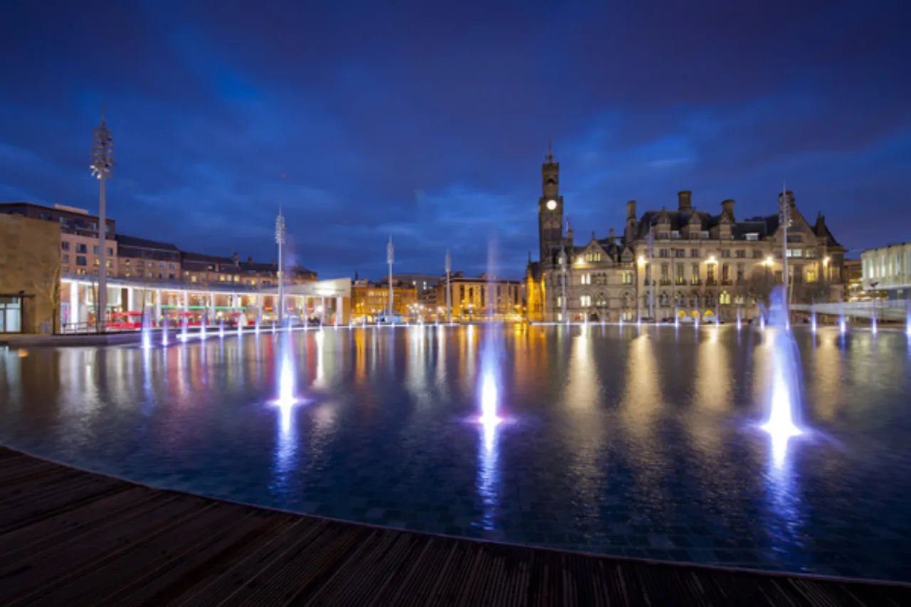 Bradford City Park at night