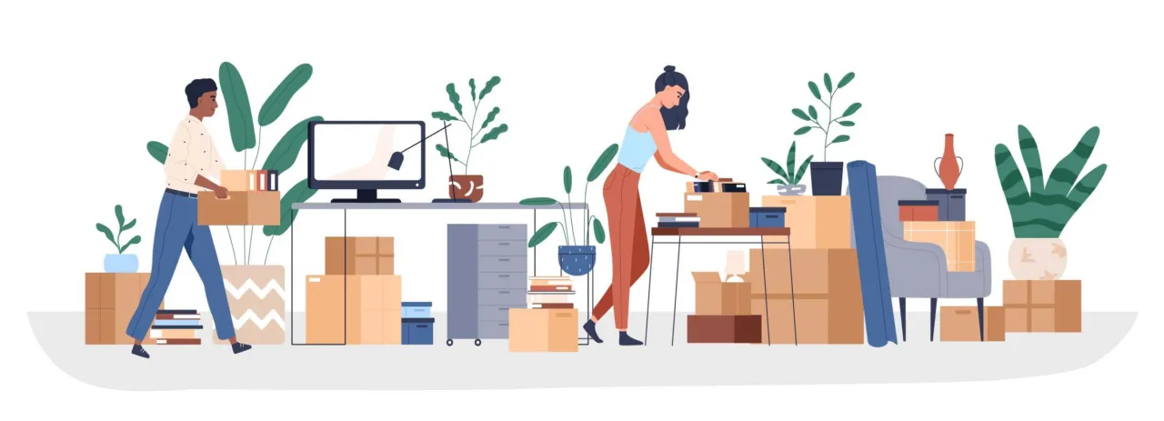 Image of people moving boxes