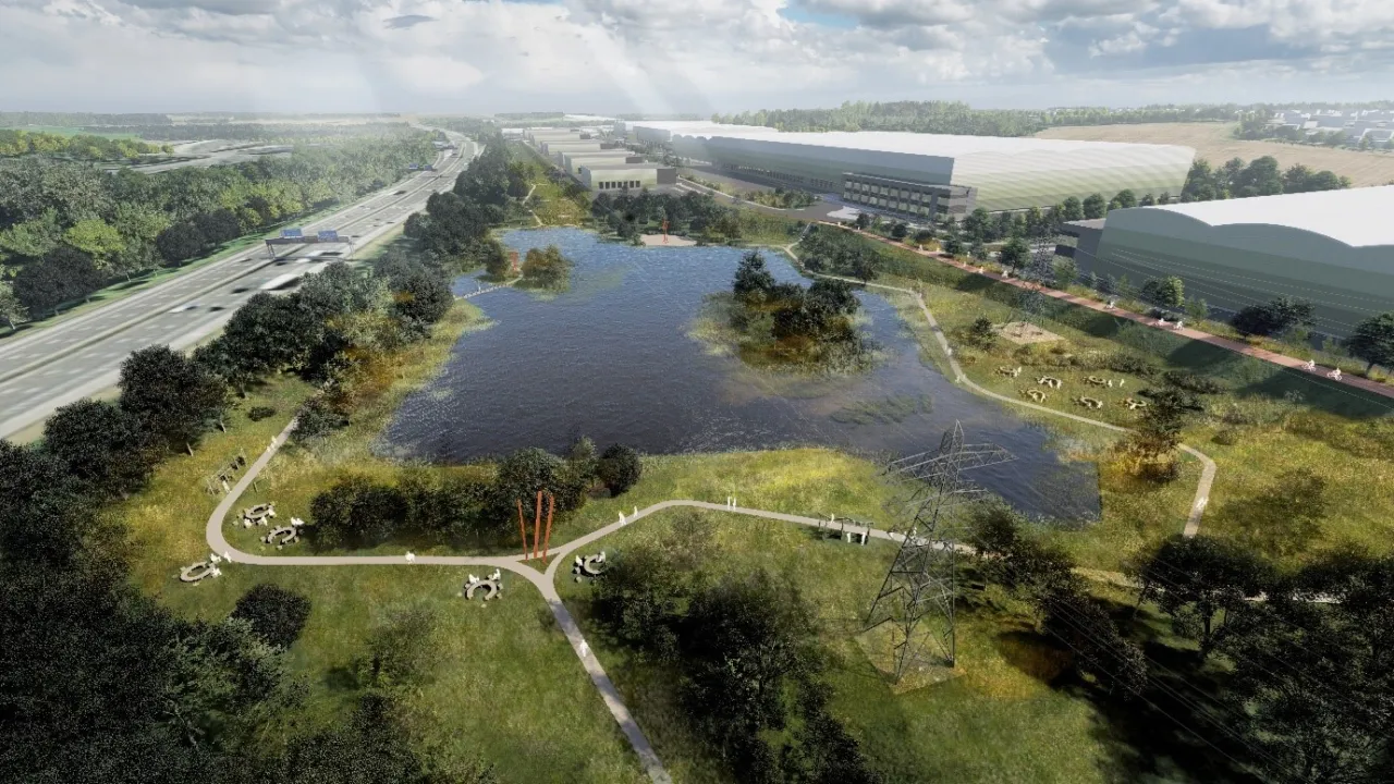 Axiom CGI overview showing the lake and paths