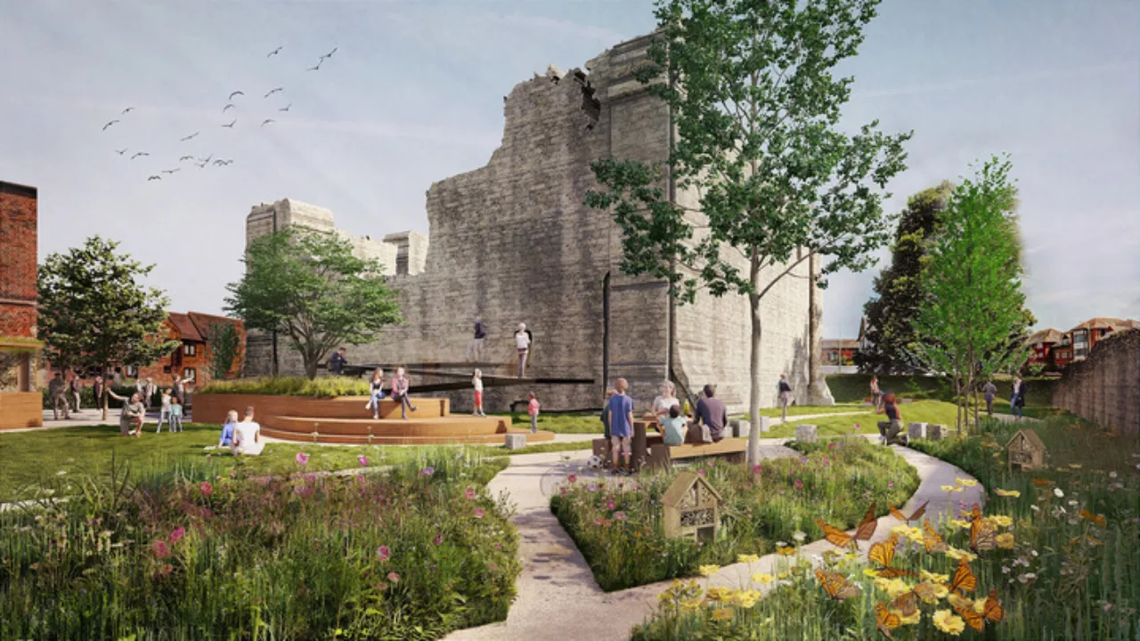 CGI of the new gardens around the city walls