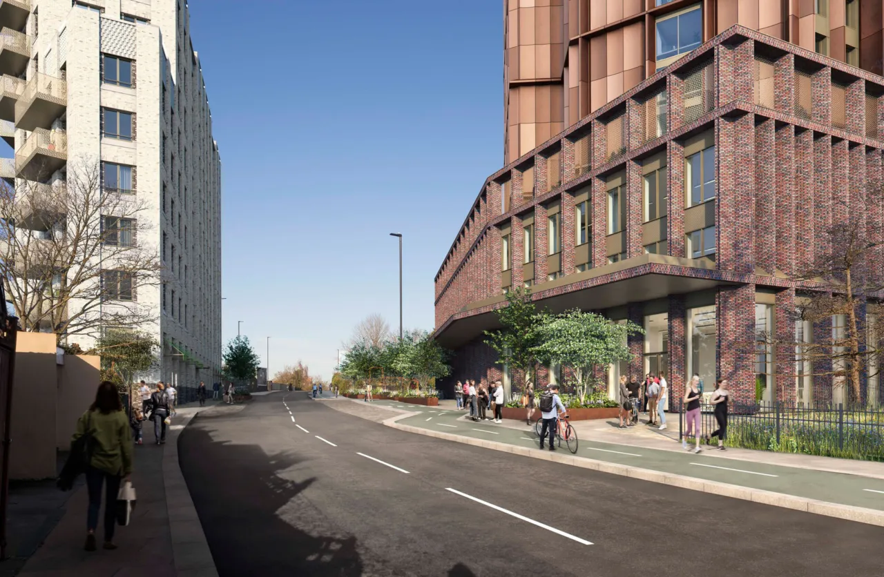 View of the proposed streetscape and facade at Park Royal