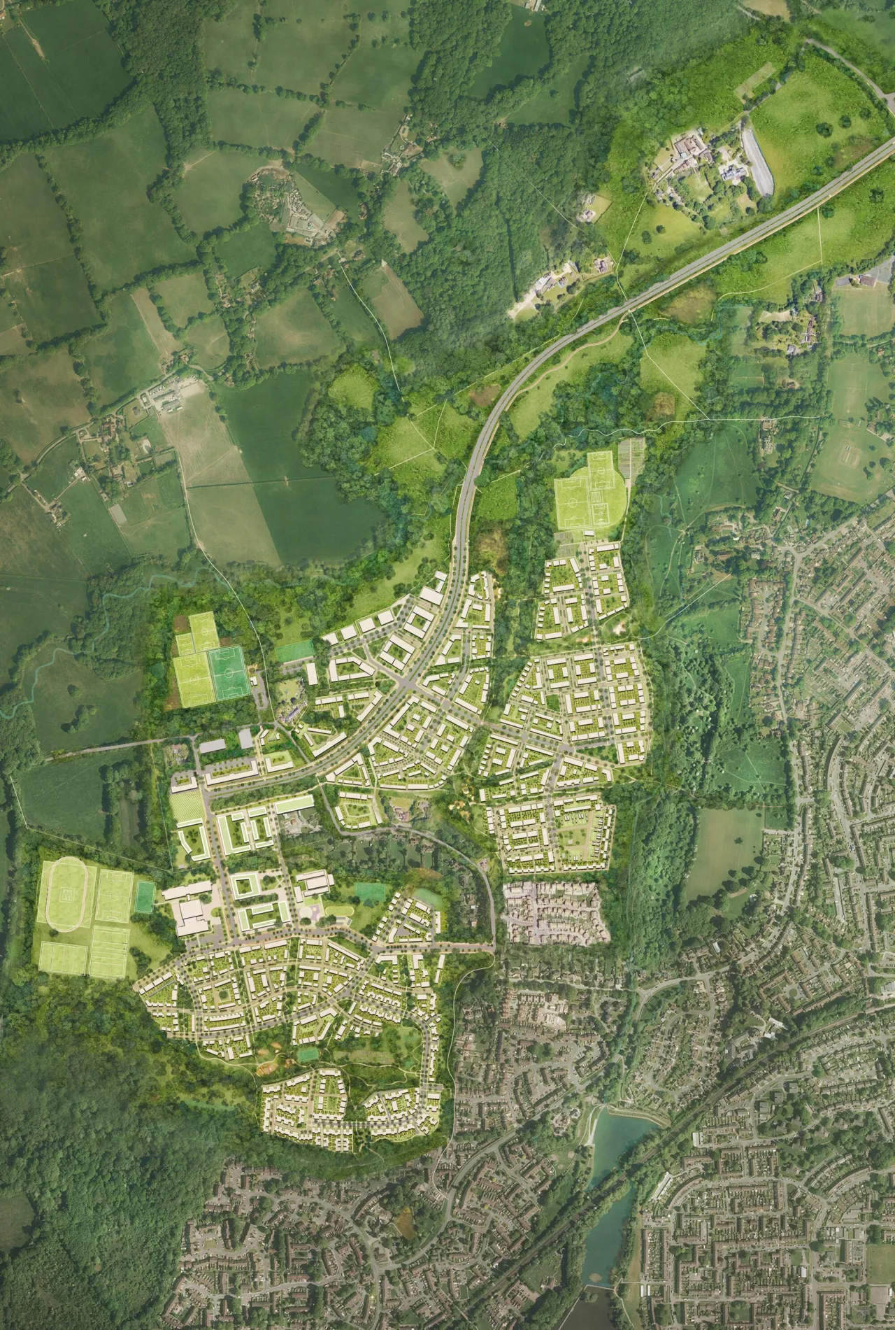 Illustrative masterplan of West of Ifield Garden Community
