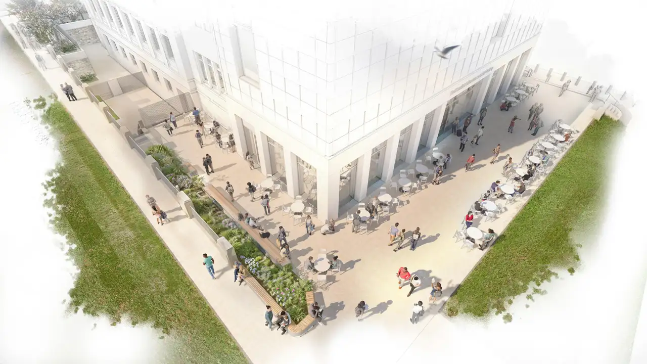 Proposed green space outside the new library at Huddersfield