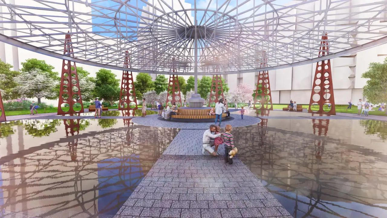 Proposed view of the repurposed gasholder at King's Road Park