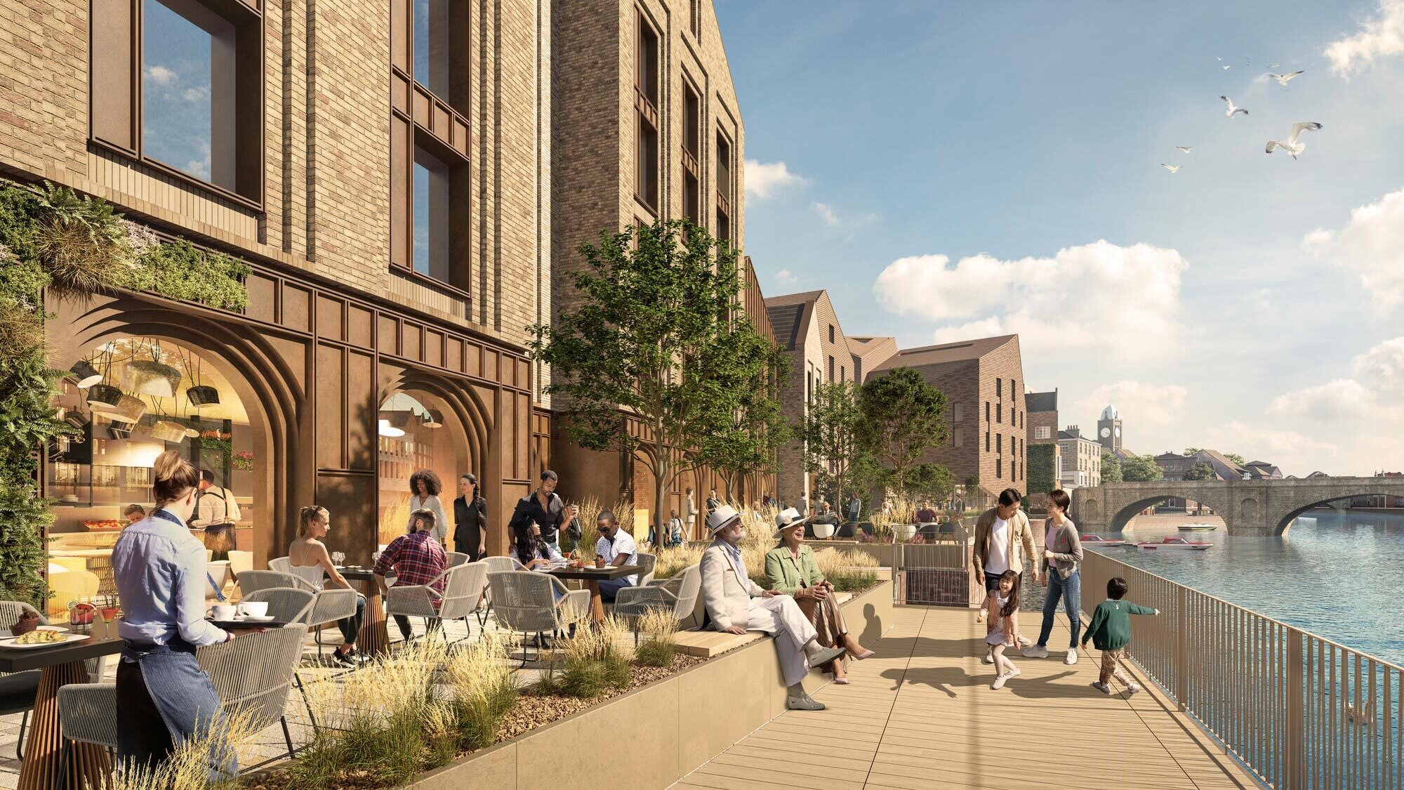 Proposed view of a new riverside walk at Coney Street in York