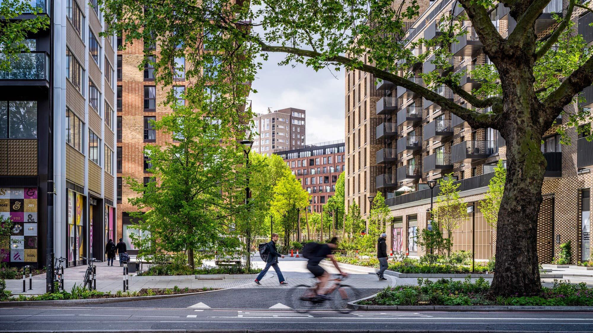 View of a streetscape at East Central Elephant Park