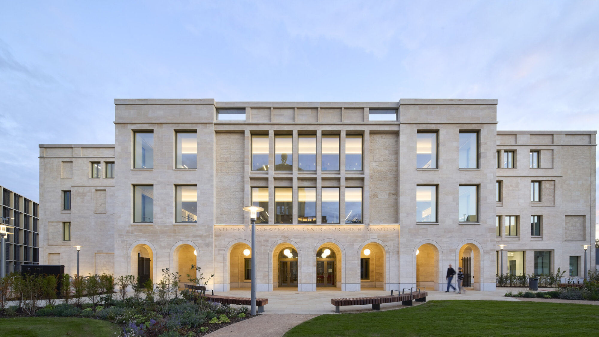 The recently complete Oxford Humanities Building, with landscape design by Gillespies