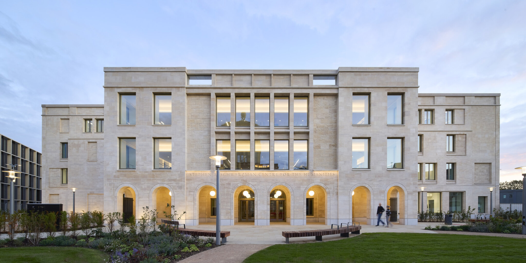 The recently complete Oxford Humanities Building, with landscape design by Gillespies