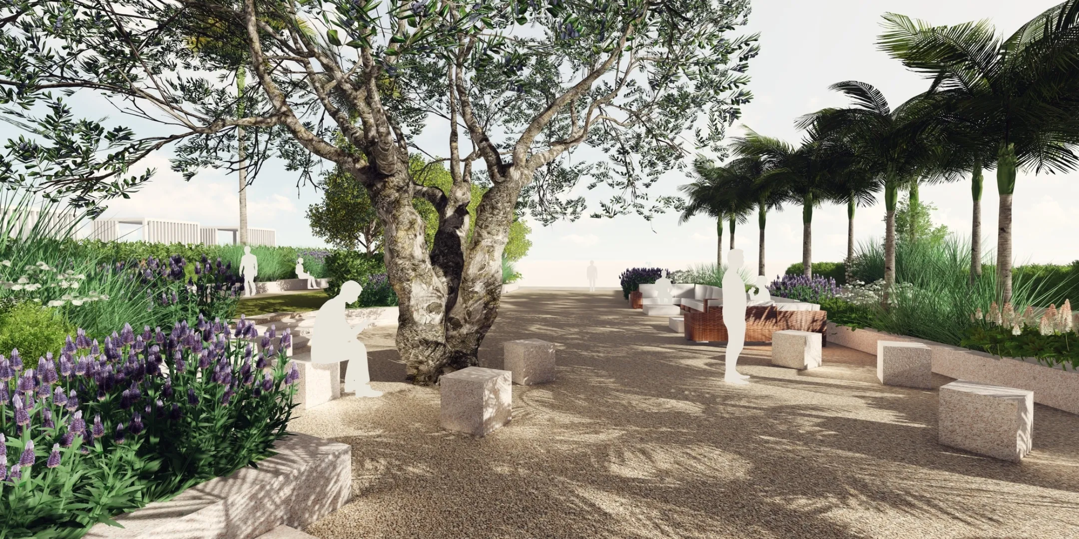 Mediterranean terraced courtyard garden
