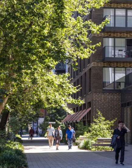 The new public realm along New Kent Road in Elephant and Castle