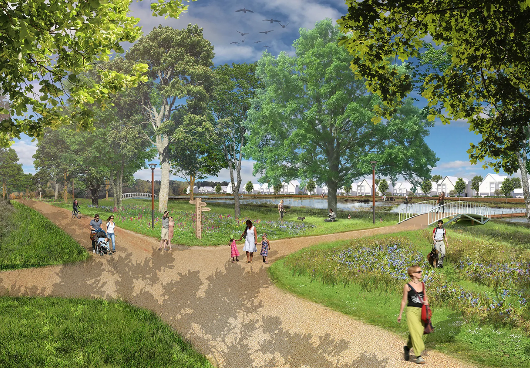 A new linear park will replace the B480 bypass that currently divides the airfield from Chalgrove village