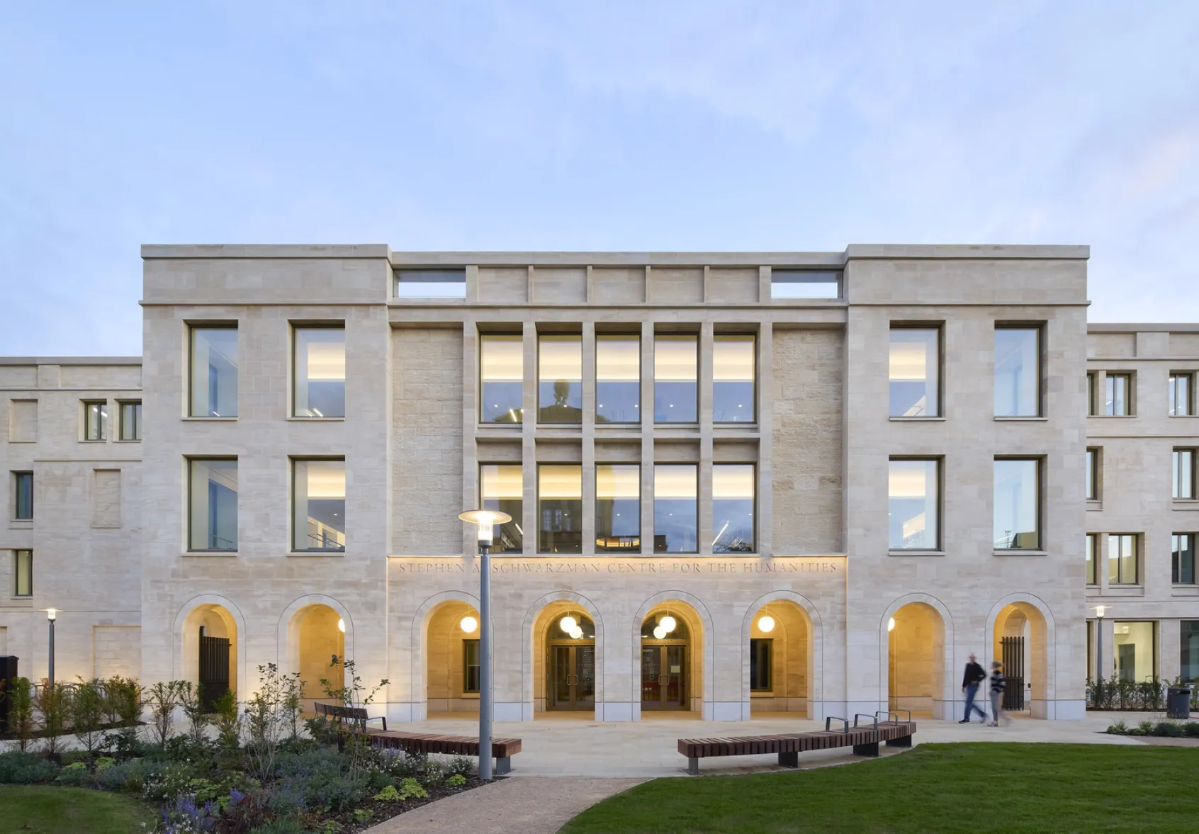 The recently complete Oxford Humanities Building, with landscape design by Gillespies