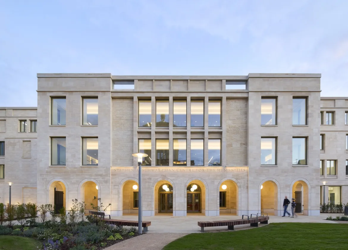 The recently complete Oxford Humanities Building, with landscape design by Gillespies