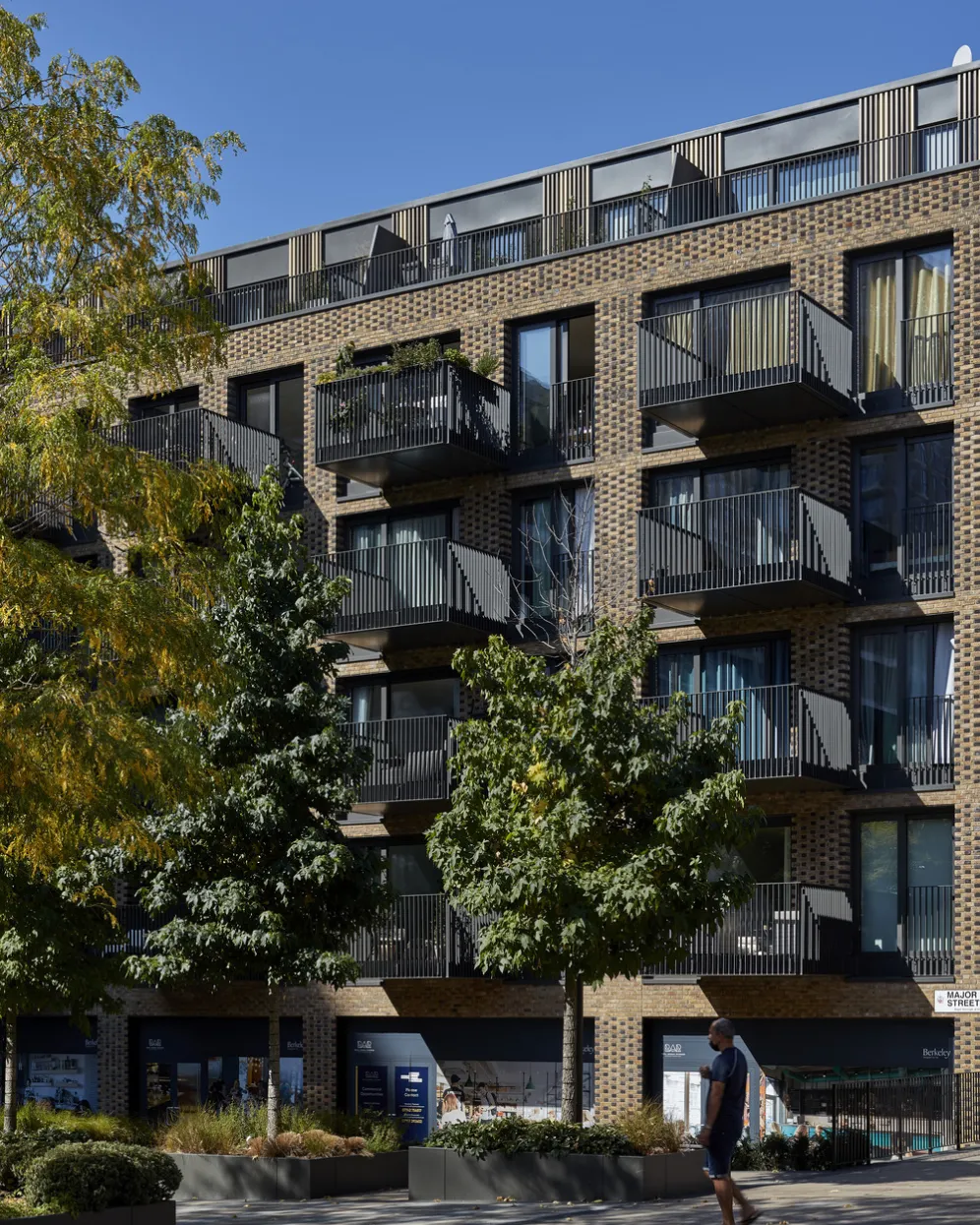 view with trees of square at Officers House Woolwich