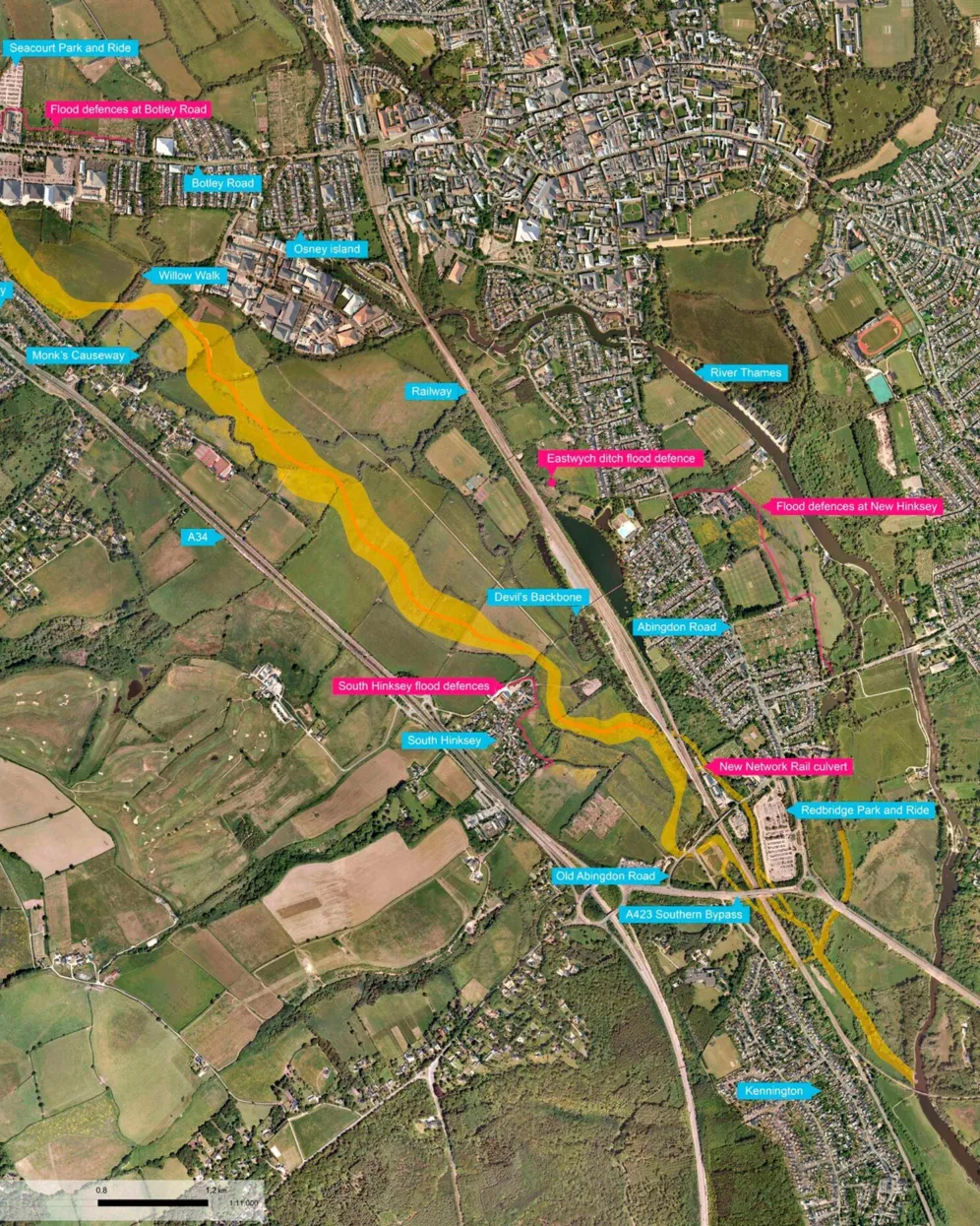 Map of the Oxford Flood Alleviation route