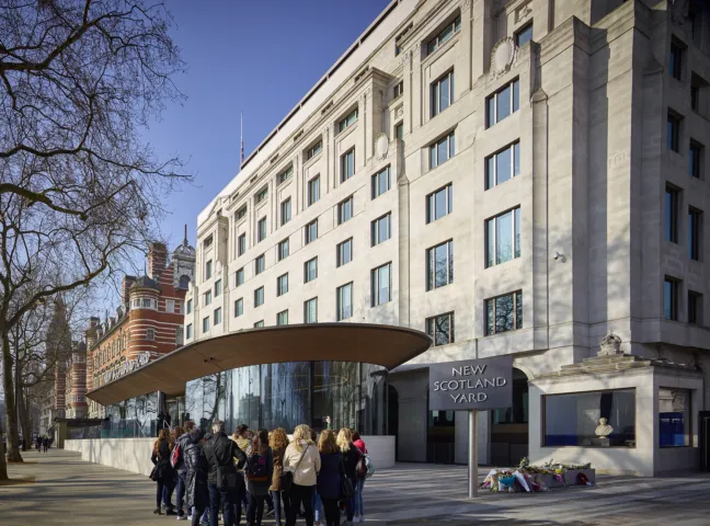 New external spaces outside the new Metropolitan Police Headquarters in Victoria