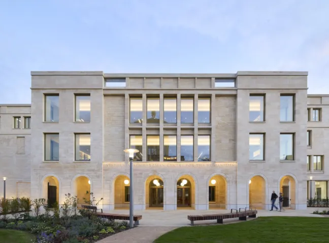 The recently complete Oxford Humanities Building, with landscape design by Gillespies