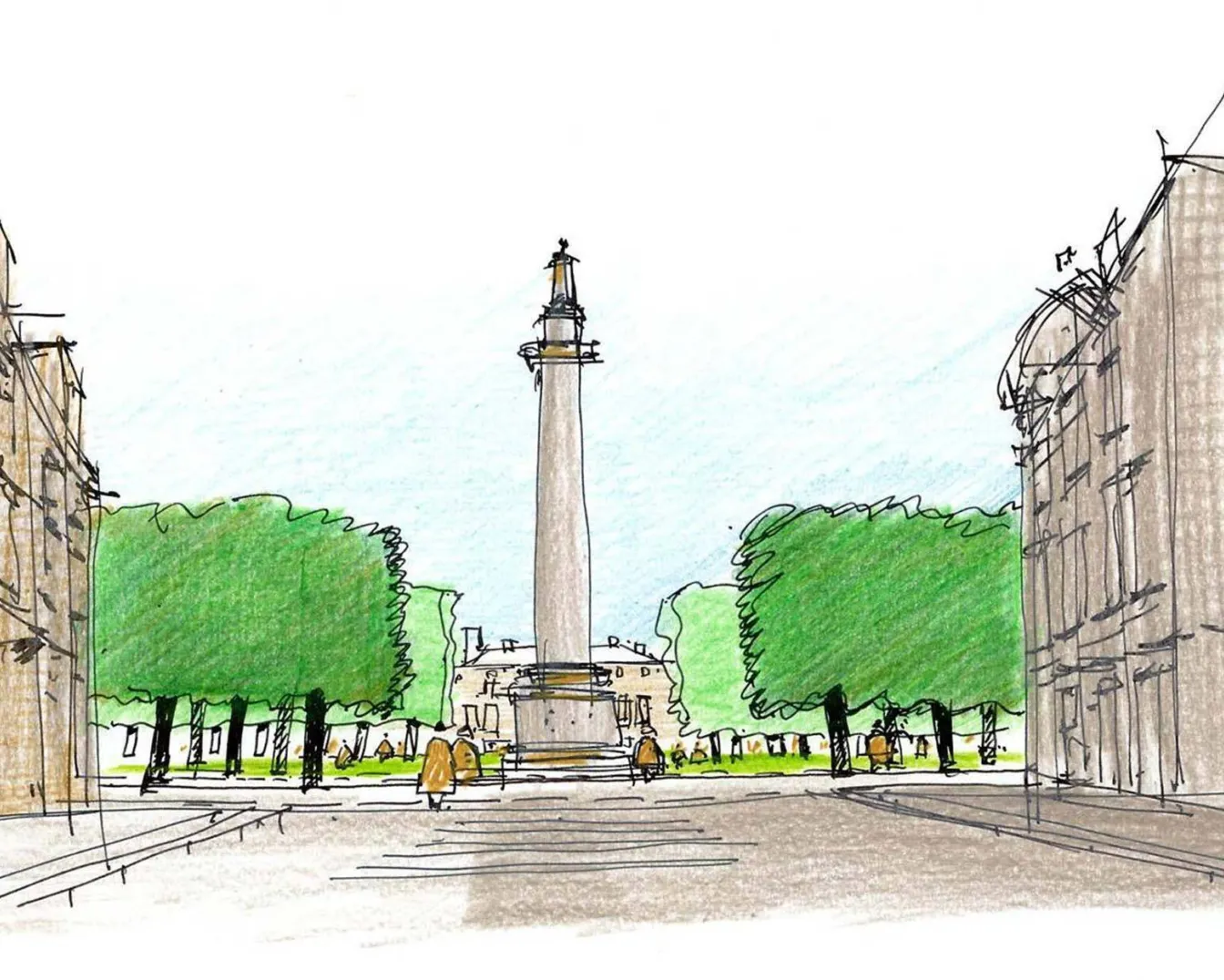 Early concept sketch of St Andrew Square
